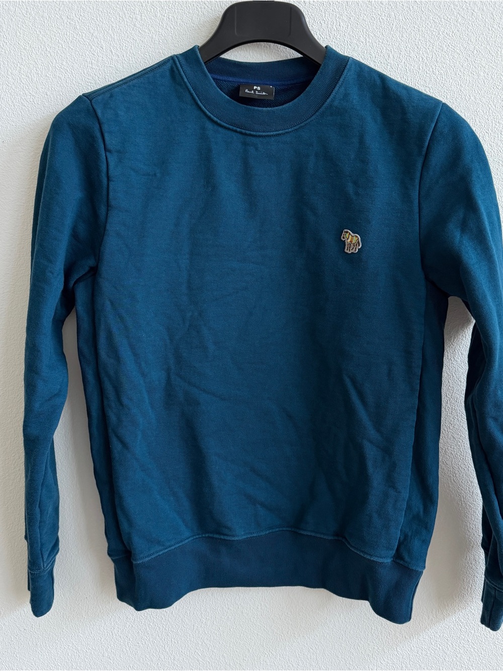 Paul Smith Teal Blue Crewneck Sweatshirt with Zebra Patch